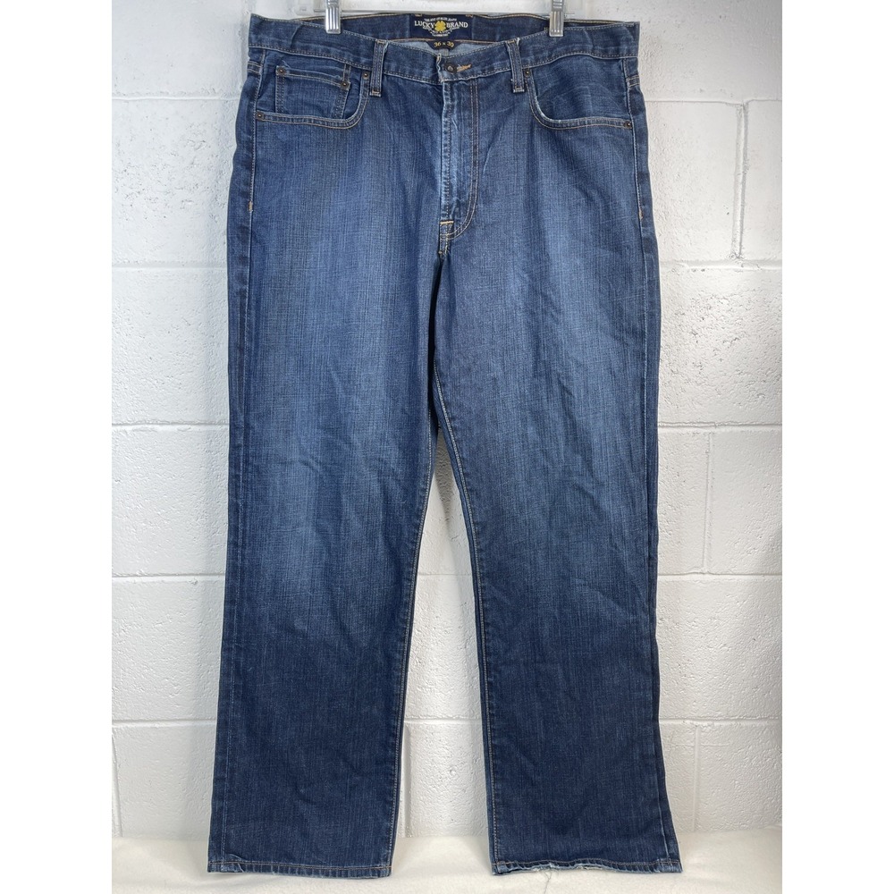 Lucky Brand 181 Relaxed Straight Jeans Mens 36x30 Blue Denim 100% Cotton